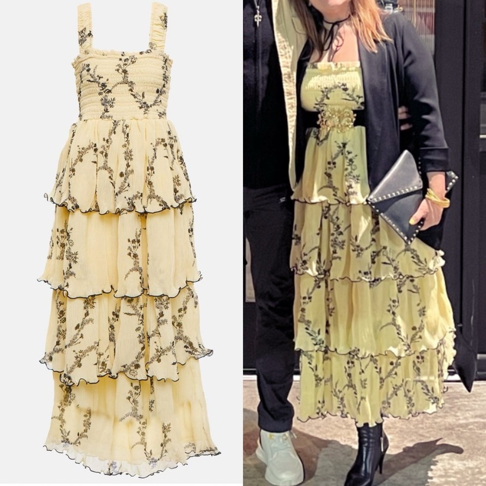 ✨ GANNI tiered floral print plissé-chiffon midi dress ✨